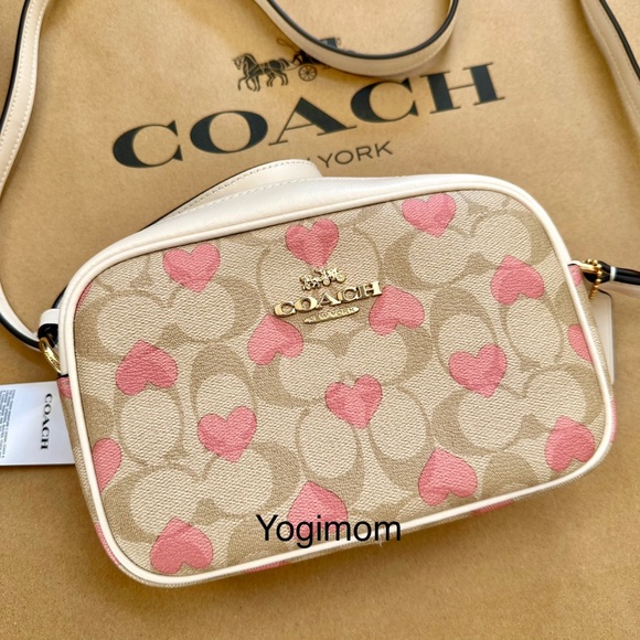 NWT Coach Mini Jamie Camera Bag In Signature Canvas With Heart Print CO940 - Picture 13 of 13